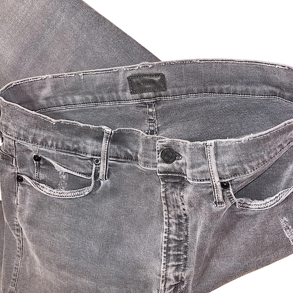 MOTHER Stunner Zip Ankle Step Fray Jeans Distressed Denim size 28 - Picture 10 of 15